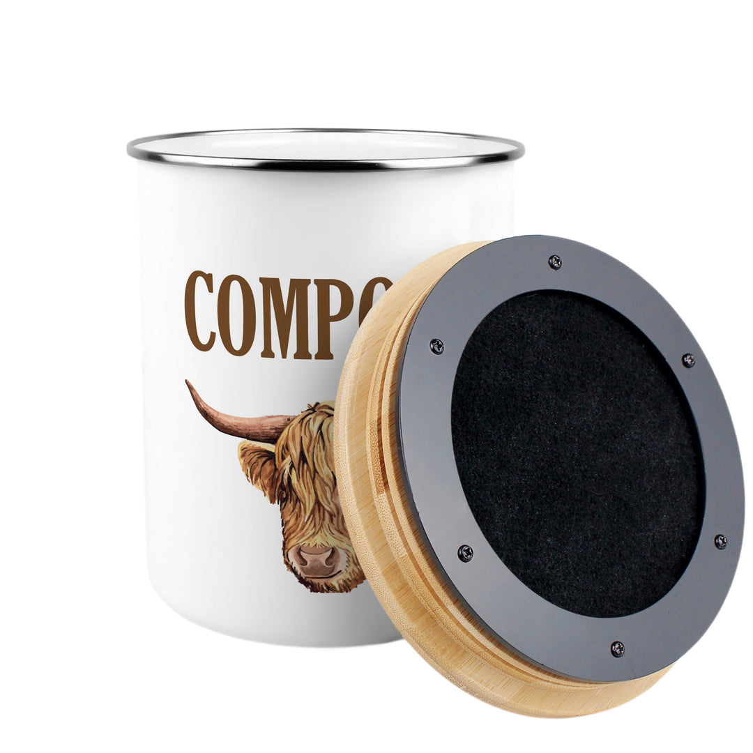 Purely Home Highland Cow Toller Compost Caddy