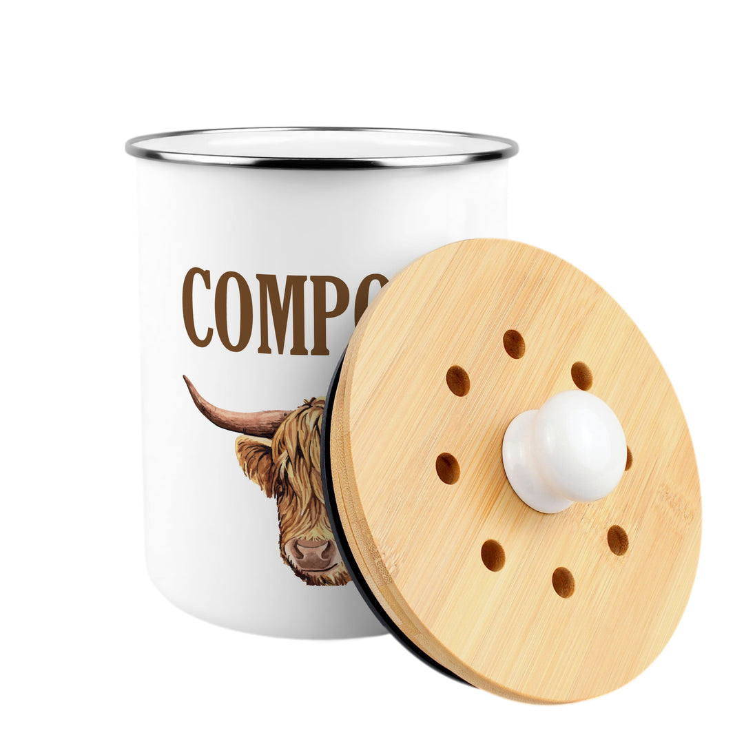 Purely Home Highland Cow Toller Compost Caddy