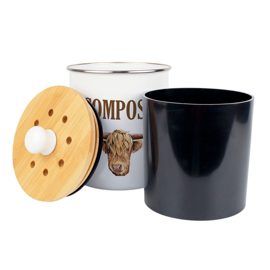 Purely Home Highland Cow Toller Compost Caddy