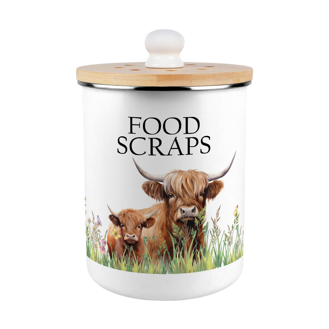 Purely Home Highland Cow & Calf Toller Compost Caddy
