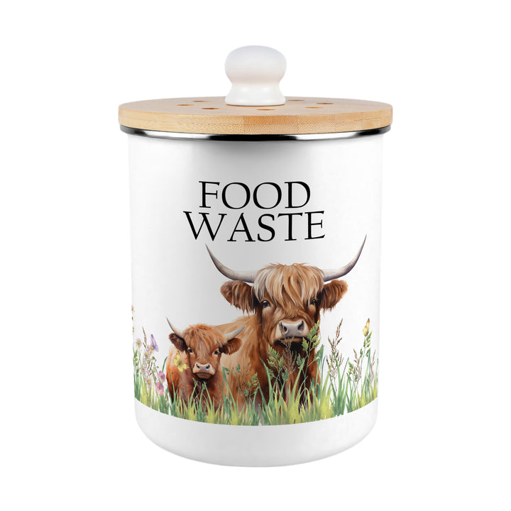 Purely Home Highland Cow & Calf Toller Compost Caddy