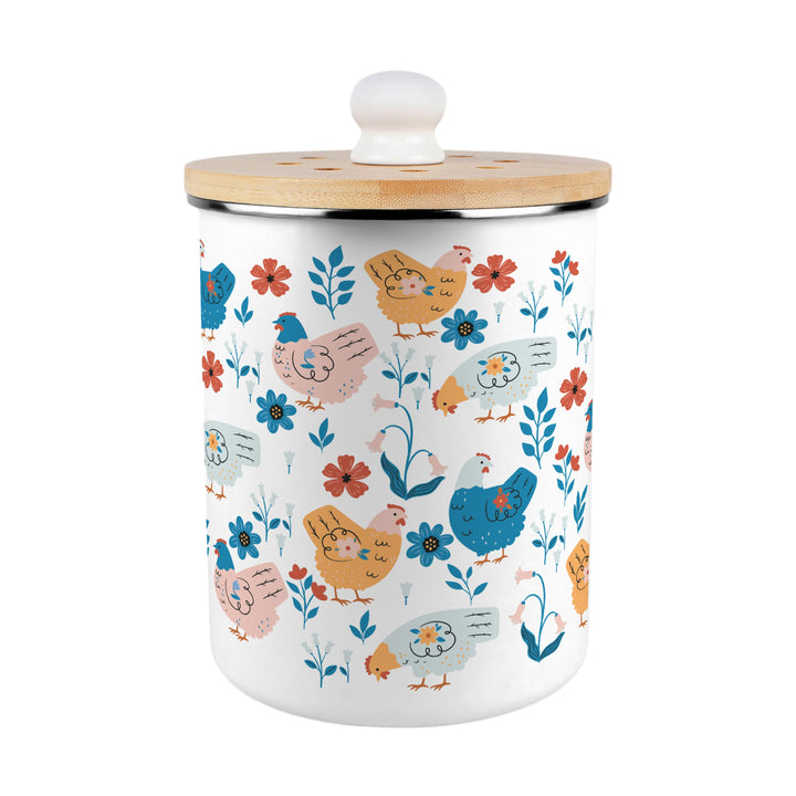 Purely Home Botanical Chickens Toller Compost Caddy