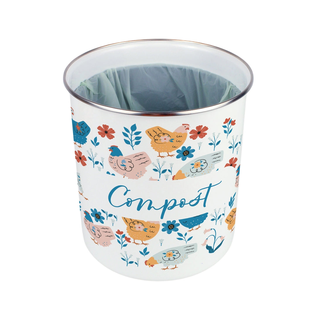 Purely Home Botanical Chickens Toller Compost Caddy