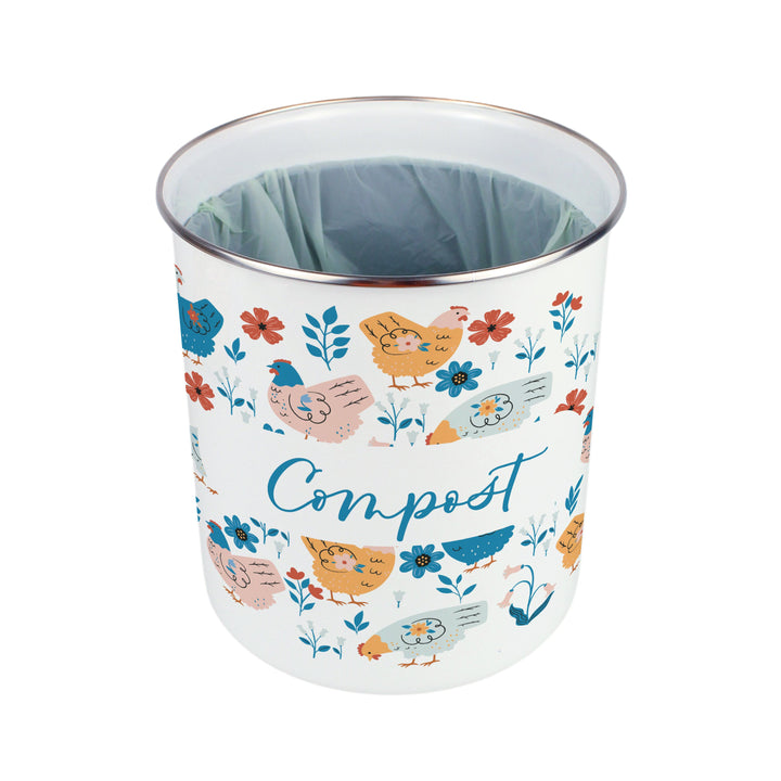Purely Home Botanical Chickens Toller Compost Caddy