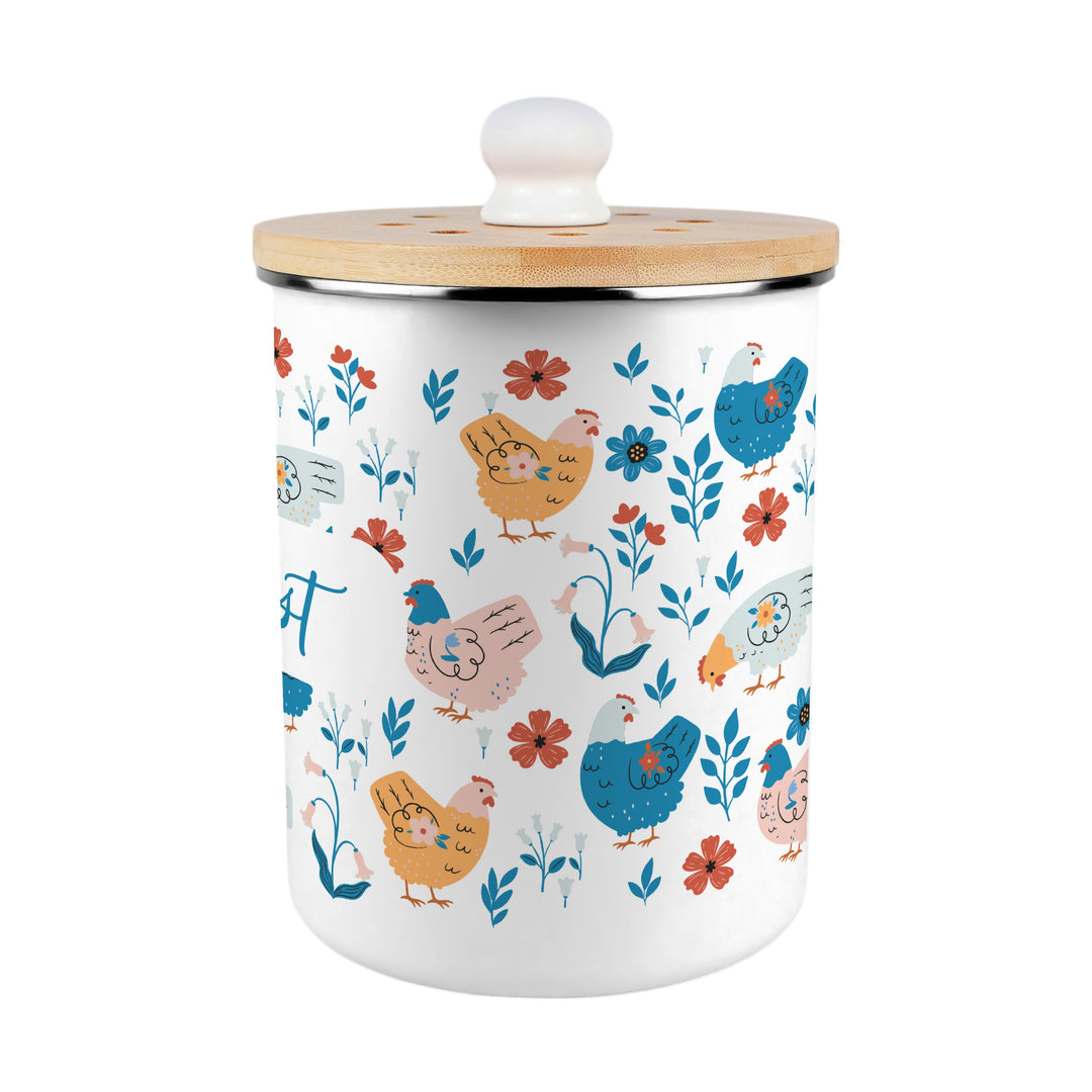 Purely Home Botanical Chickens Toller Compost Caddy