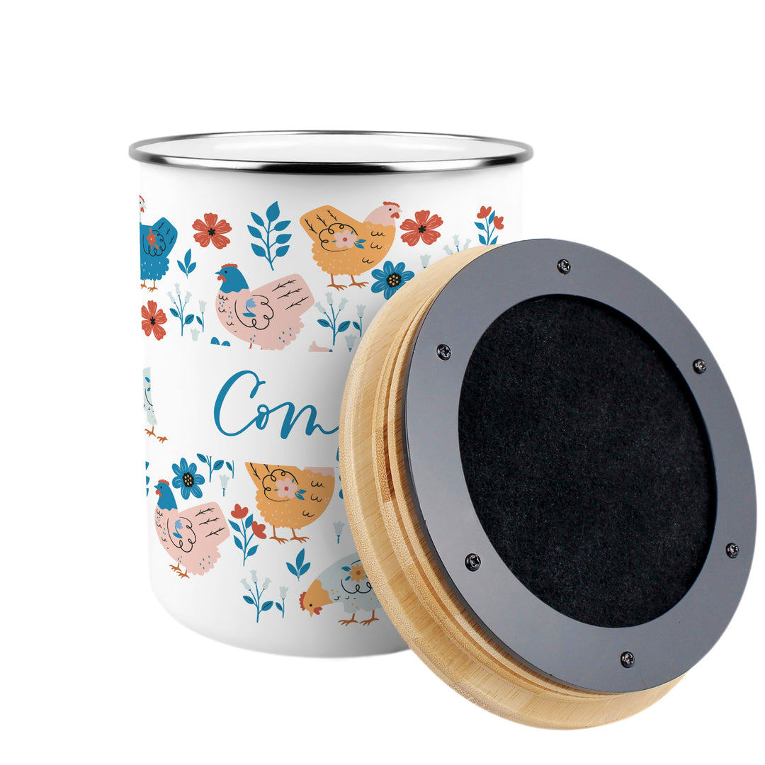 Purely Home Botanical Chickens Toller Compost Caddy