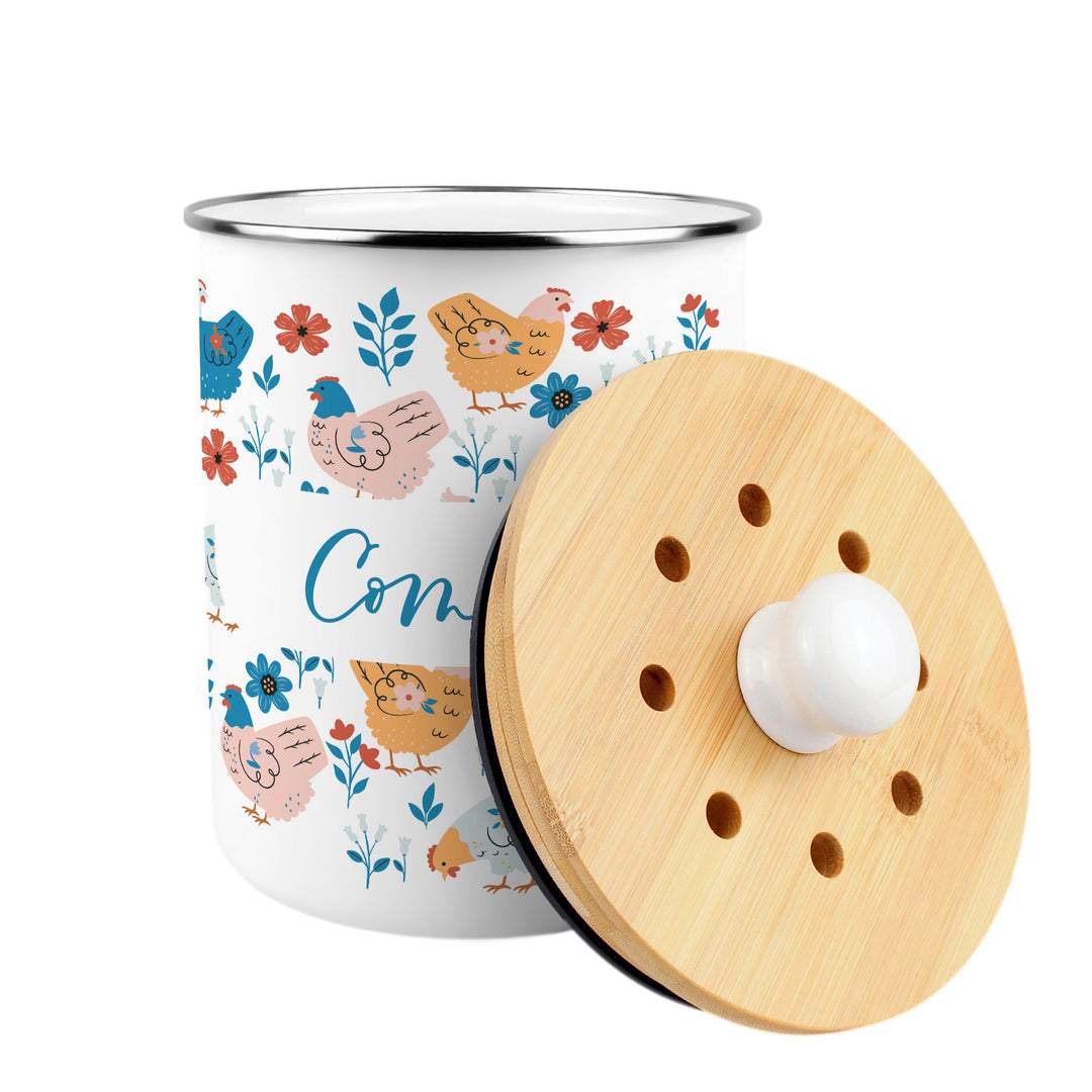 Purely Home Botanical Chickens Toller Compost Caddy