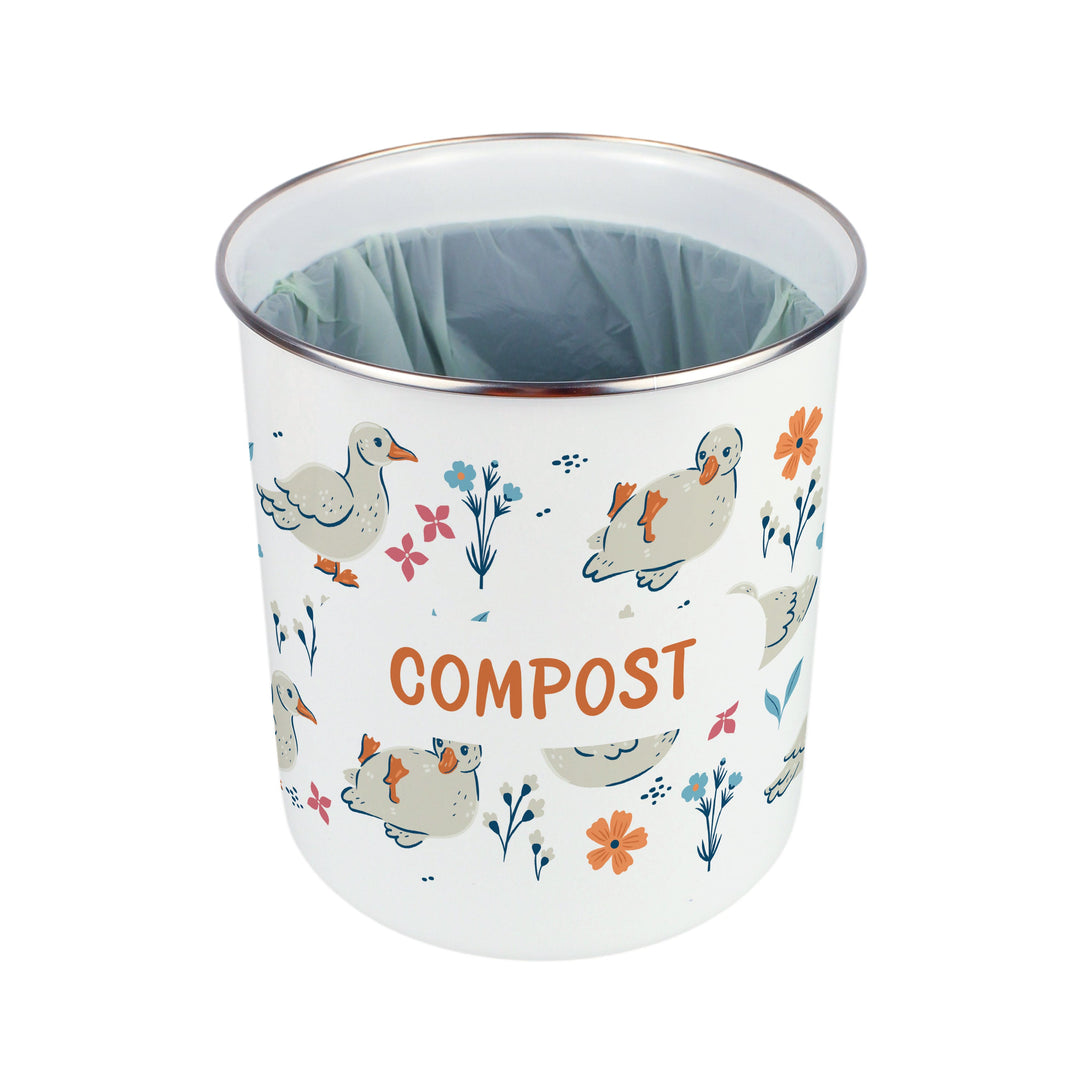 Purely Home Ducks & Flowers Toller Compost Caddy