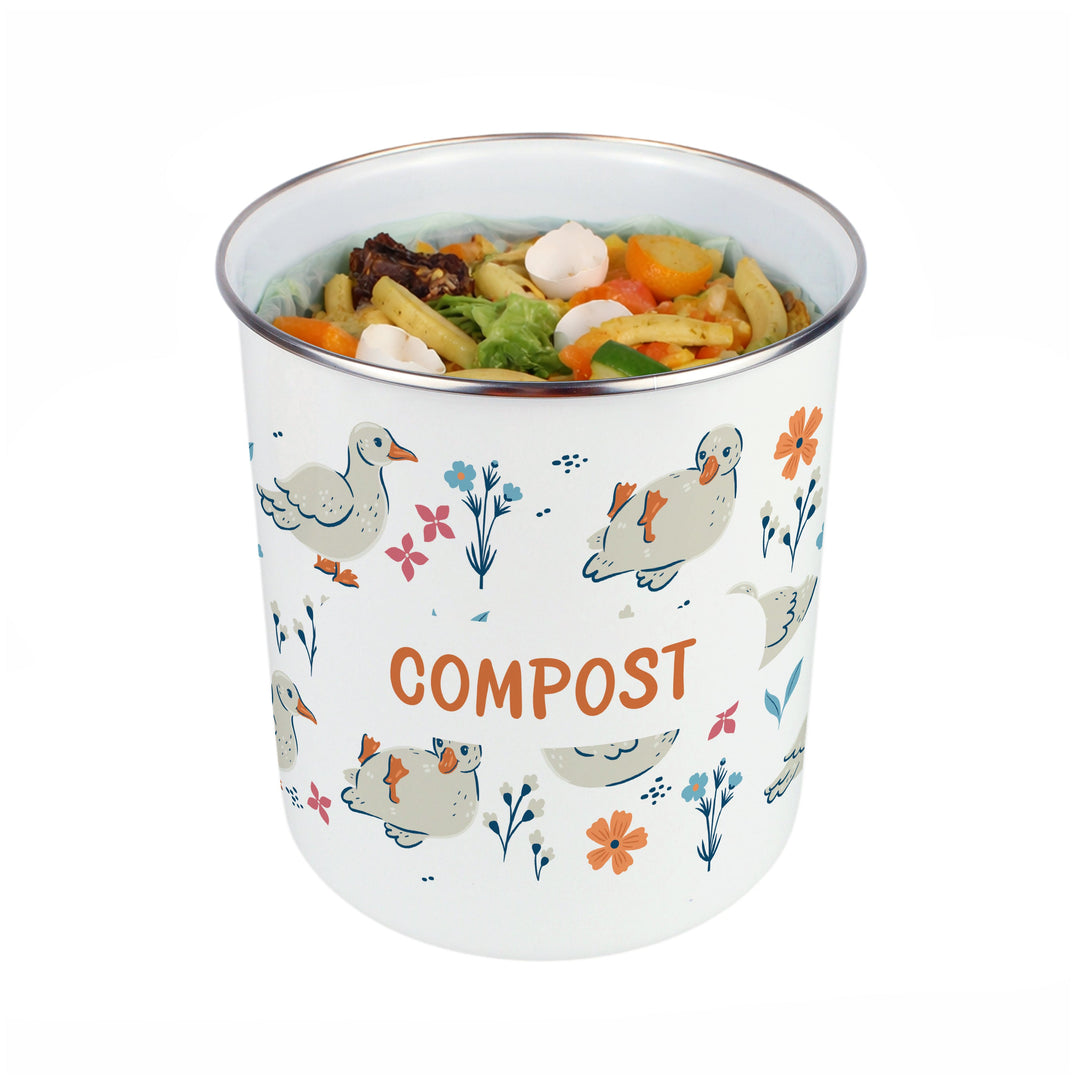 Purely Home Ducks & Flowers Toller Compost Caddy