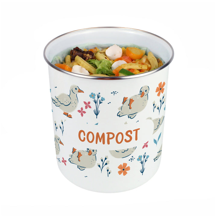 Purely Home Ducks & Flowers Toller Compost Caddy