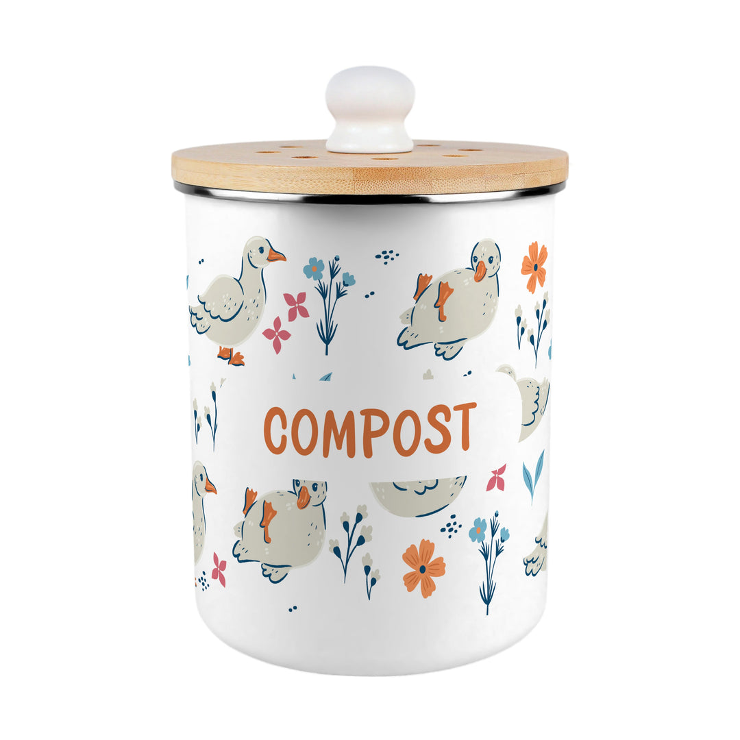 Purely Home Ducks & Flowers Toller Compost Caddy