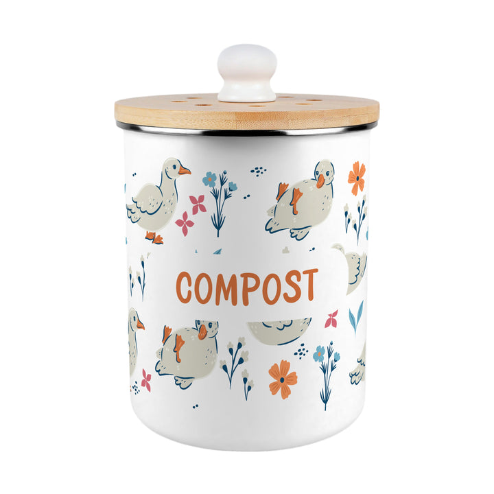 Purely Home Ducks & Flowers Toller Compost Caddy