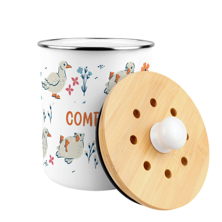 Purely Home Ducks & Flowers Toller Compost Caddy