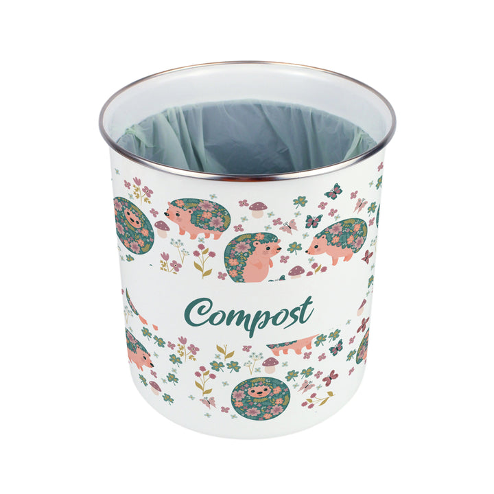 Purely Home Hedgehogs & Flowers Toller Compost Caddy
