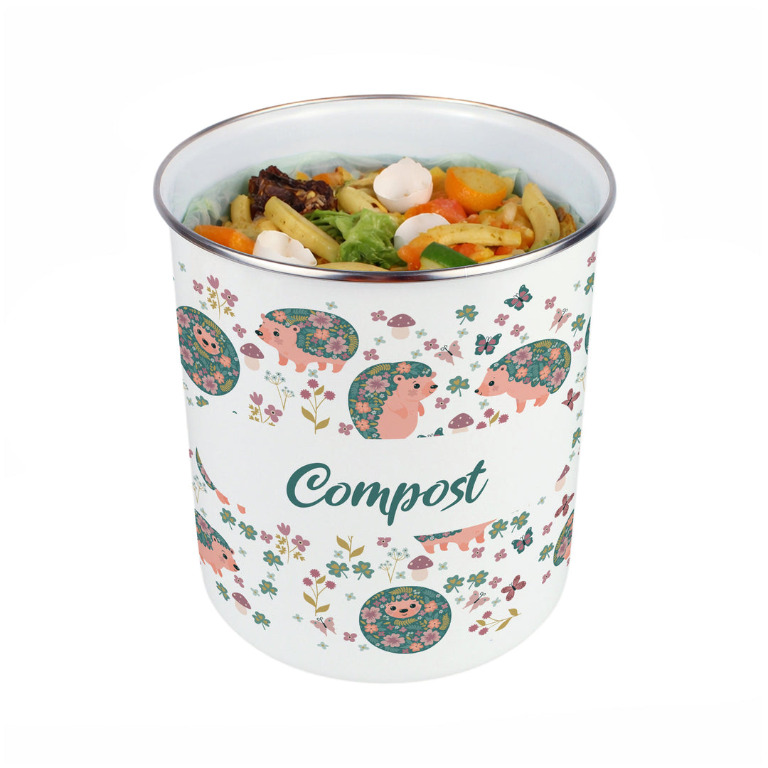 Purely Home Hedgehogs & Flowers Toller Compost Caddy