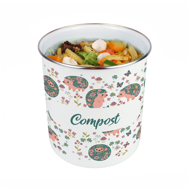 Purely Home Hedgehogs & Flowers Toller Compost Caddy