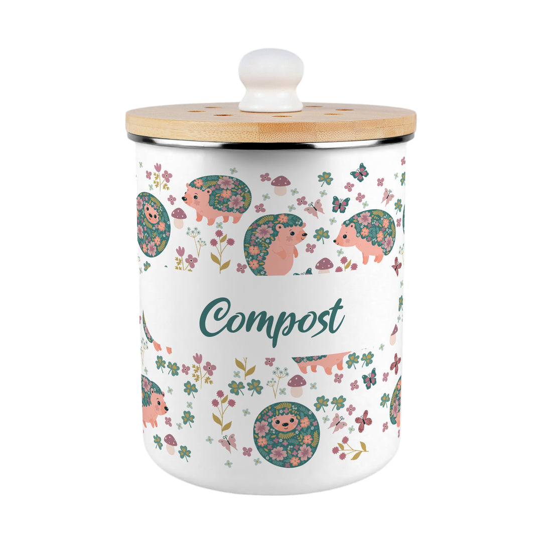 Purely Home Hedgehogs & Flowers Toller Compost Caddy