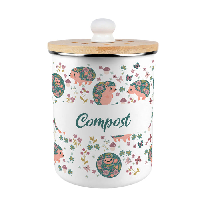 Purely Home Hedgehogs & Flowers Toller Compost Caddy