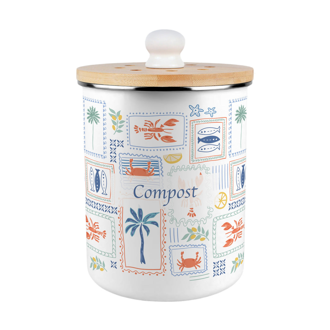 Purely Home Mediterranean Summer Toller Compost Caddy