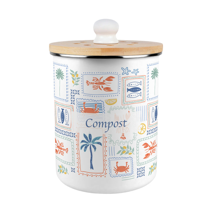 Purely Home Mediterranean Summer Toller Compost Caddy