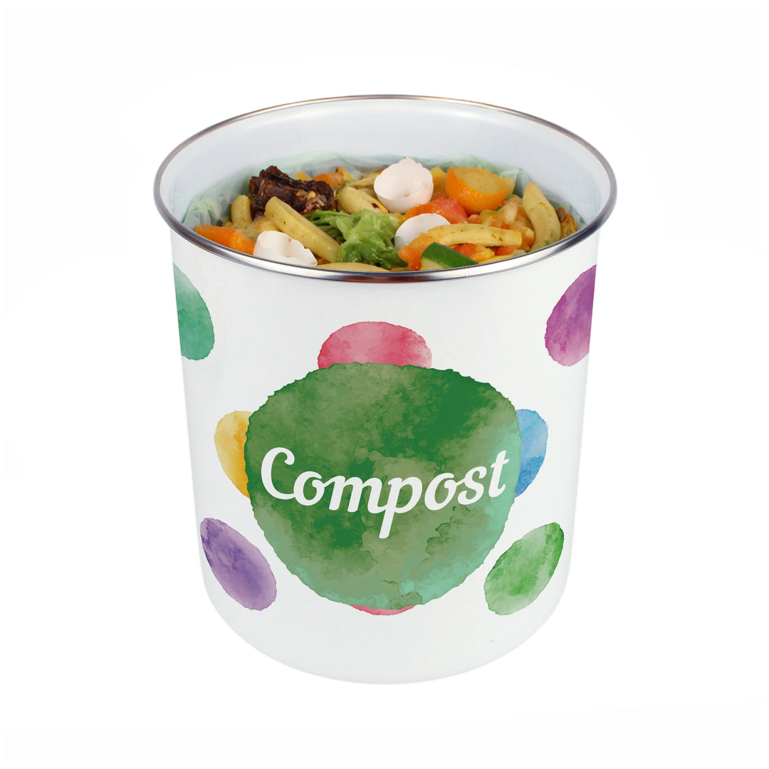 Purely Home Multicoloured Polka Dots Toller Compost Caddy