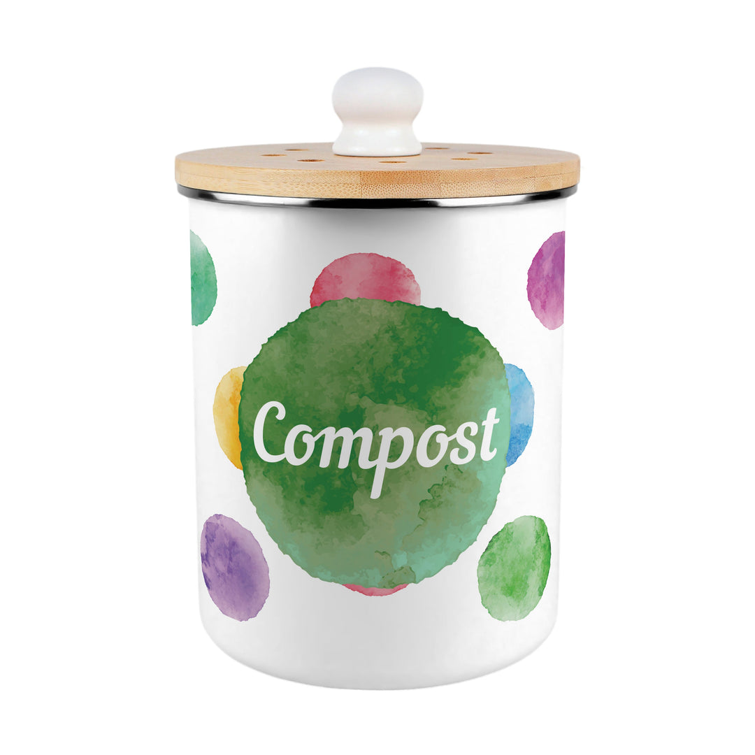 Purely Home Multicoloured Polka Dots Toller Compost Caddy