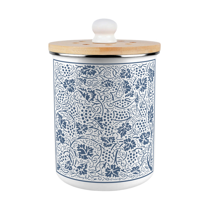 Purely Home Oak Leaves & Berries Toller Compost Caddy - Blue