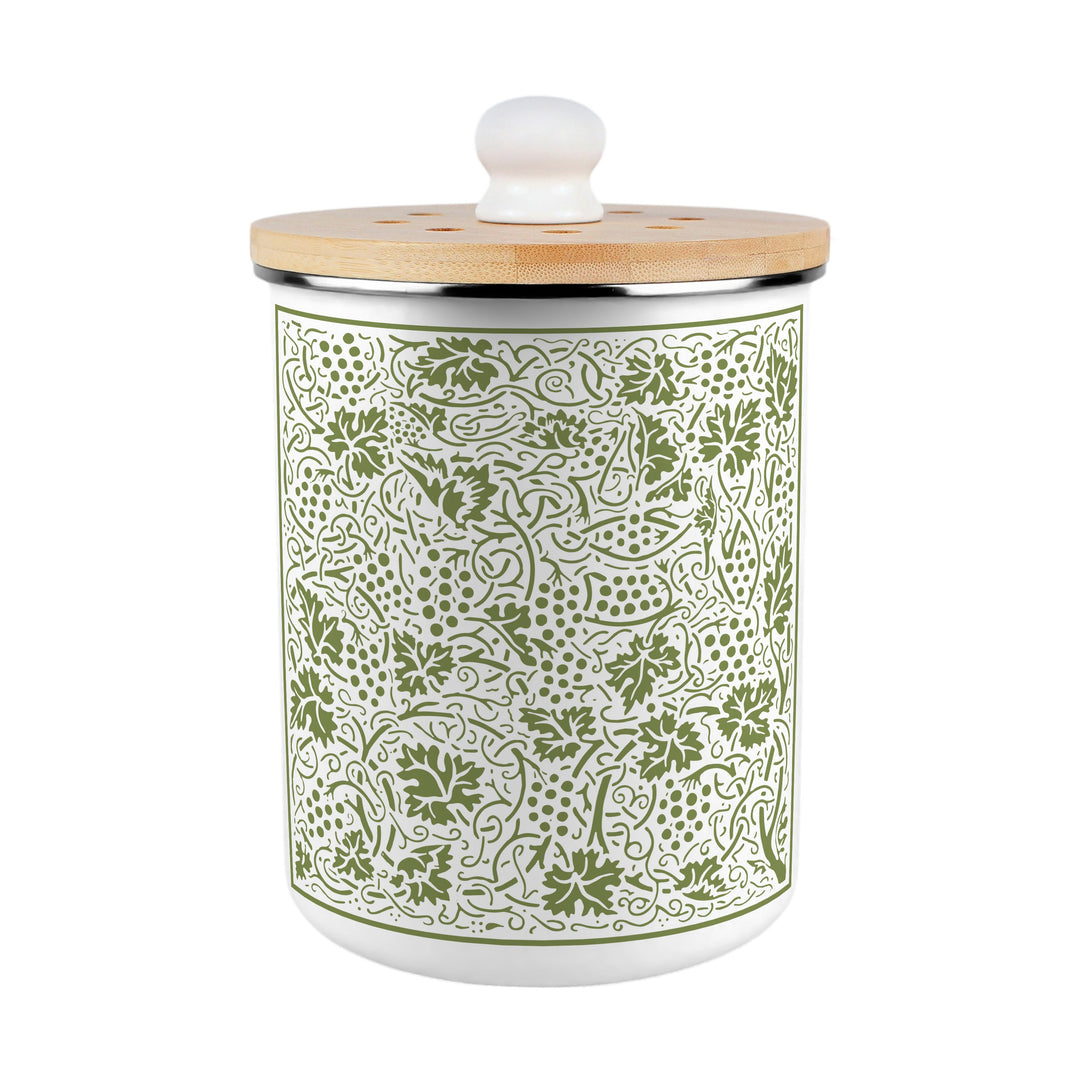 Purely Home Oak Leaves & Berries Toller Compost Caddy - Green