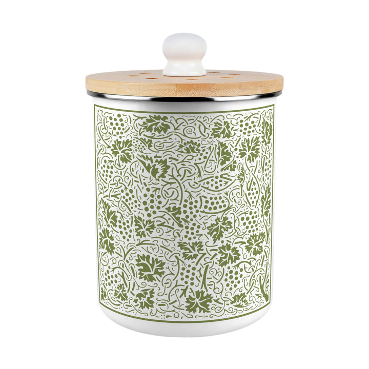 Purely Home Oak Leaves & Berries Toller Compost Caddy - Green