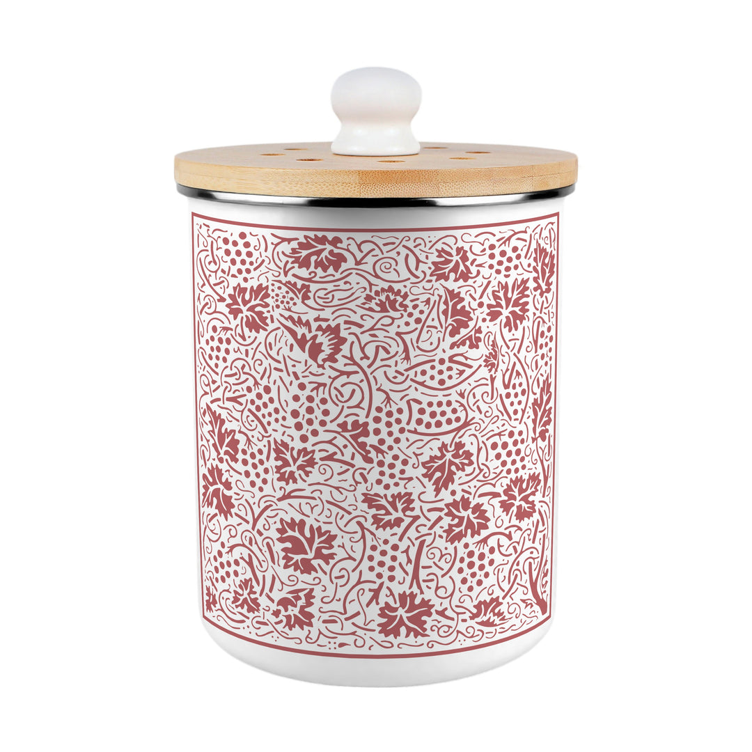 Purely Home Oak Leaves & Berries Toller Compost Caddy - Red