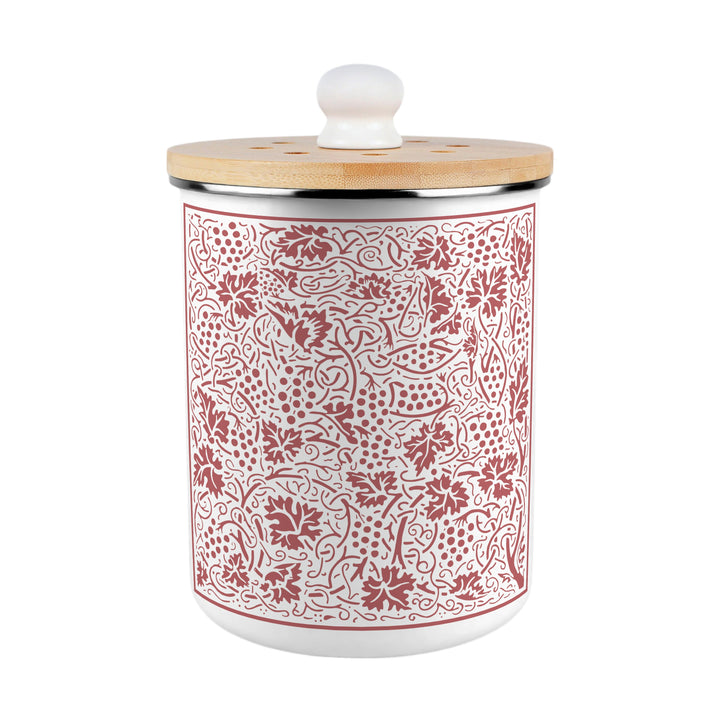 Purely Home Oak Leaves & Berries Toller Compost Caddy - Red
