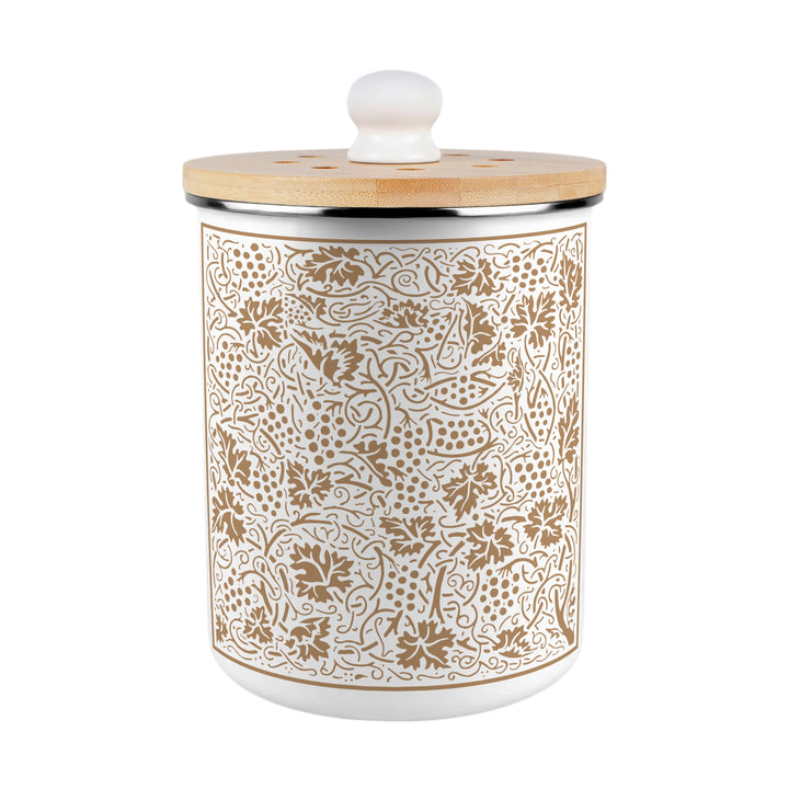 Purely Home Oak Leaves & Berries Toller Compost Caddy - Gold