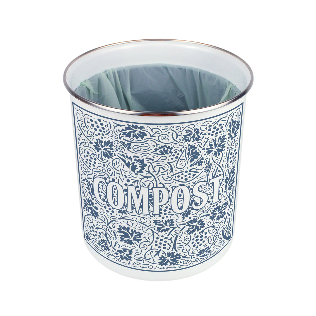 Purely Home Oak Leaves & Berries Toller Compost Caddy - Blue