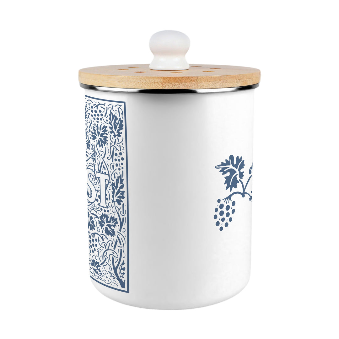 Purely Home Oak Leaves & Berries Toller Compost Caddy - Blue