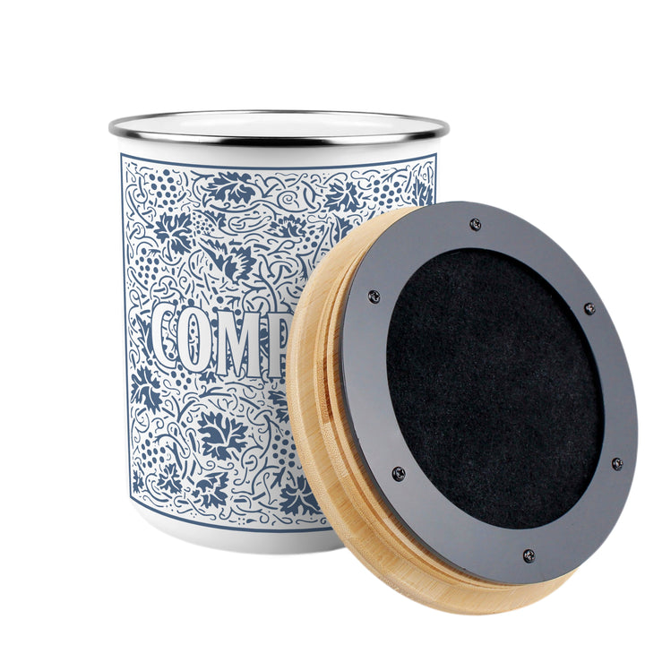 Purely Home Oak Leaves & Berries Toller Compost Caddy - Blue