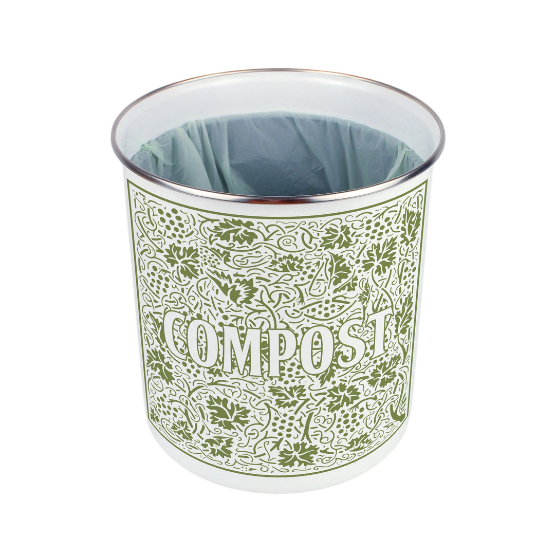 Purely Home Oak Leaves & Berries Toller Compost Caddy - Green