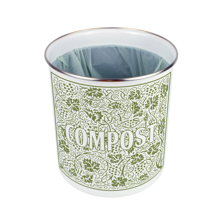 Purely Home Oak Leaves & Berries Toller Compost Caddy - Green