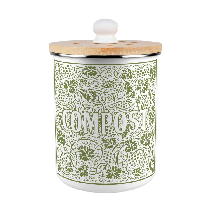 Purely Home Oak Leaves & Berries Toller Compost Caddy - Green