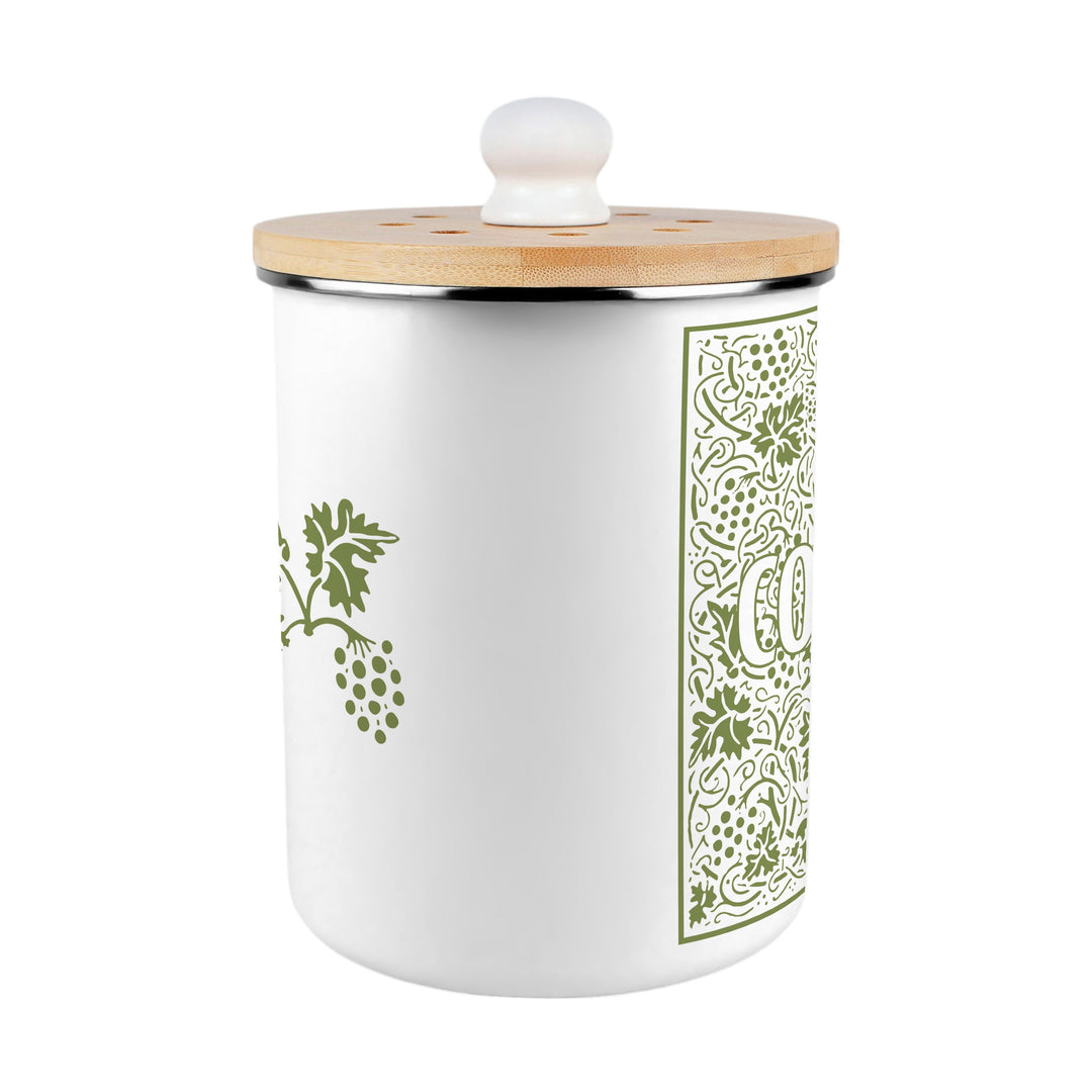 Purely Home Oak Leaves & Berries Toller Compost Caddy - Green