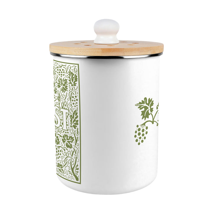 Purely Home Oak Leaves & Berries Toller Compost Caddy - Green