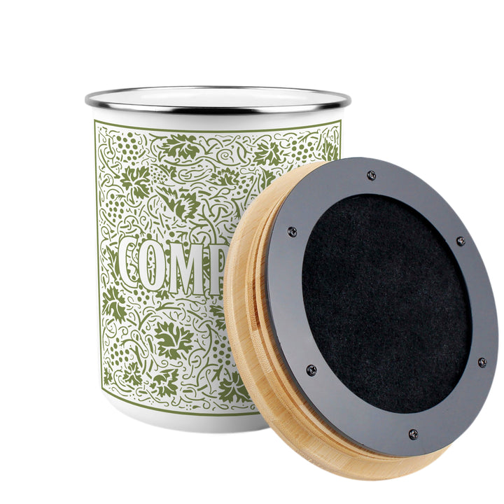 Purely Home Oak Leaves & Berries Toller Compost Caddy - Green