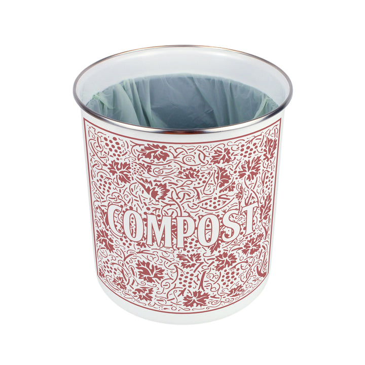 Purely Home Oak Leaves & Berries Toller Compost Caddy - Red