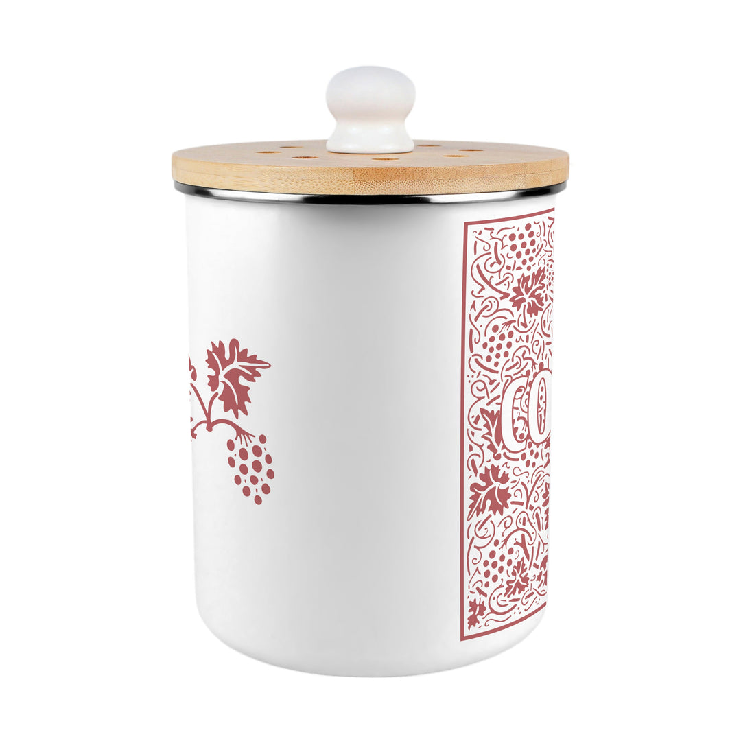 Purely Home Oak Leaves & Berries Toller Compost Caddy - Red