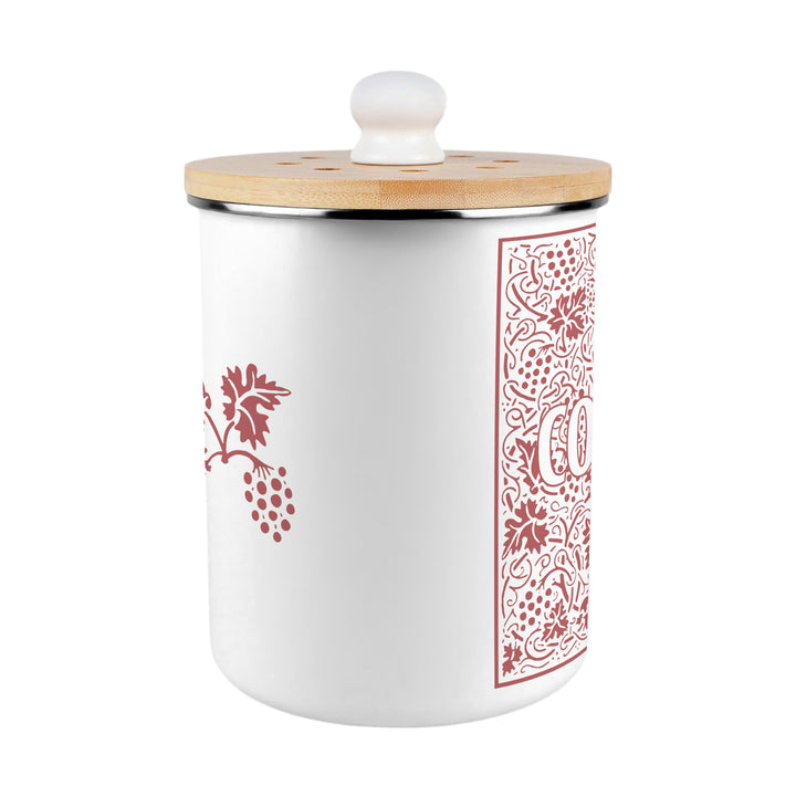 Purely Home Oak Leaves & Berries Toller Compost Caddy - Red