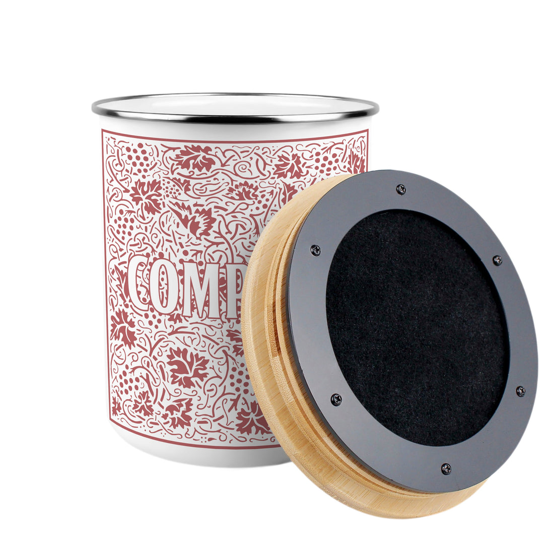 Purely Home Oak Leaves & Berries Toller Compost Caddy - Red