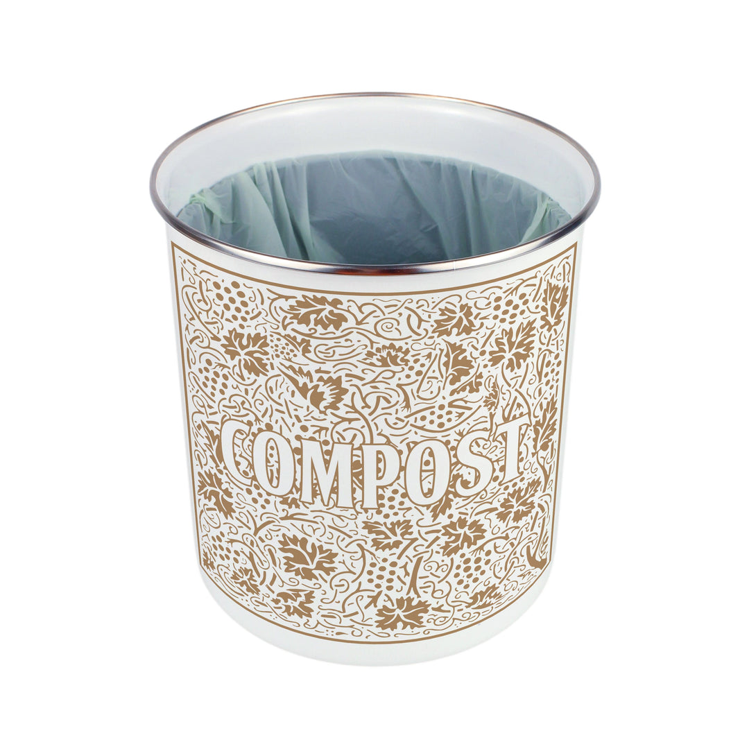 Purely Home Oak Leaves & Berries Toller Compost Caddy - Gold