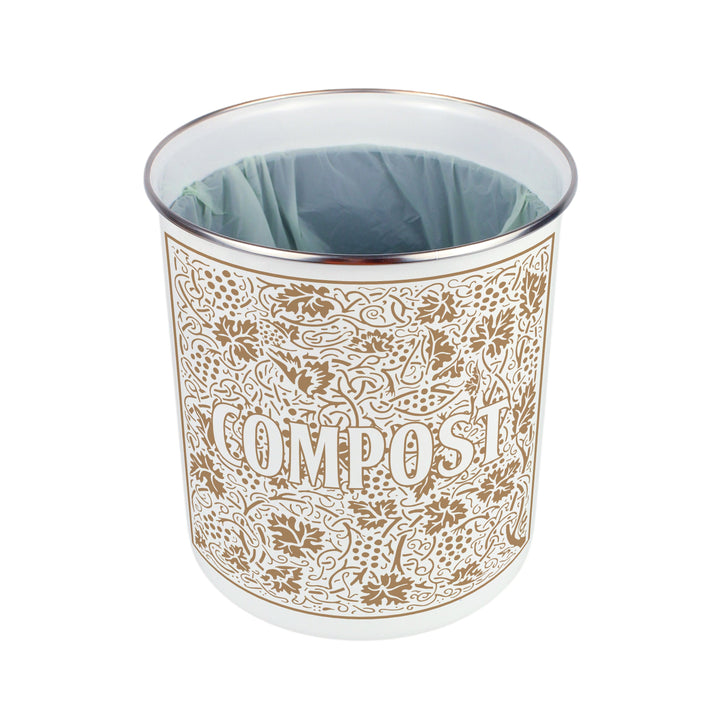 Purely Home Oak Leaves & Berries Toller Compost Caddy - Gold