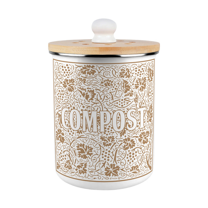 Purely Home Oak Leaves & Berries Toller Compost Caddy - Gold