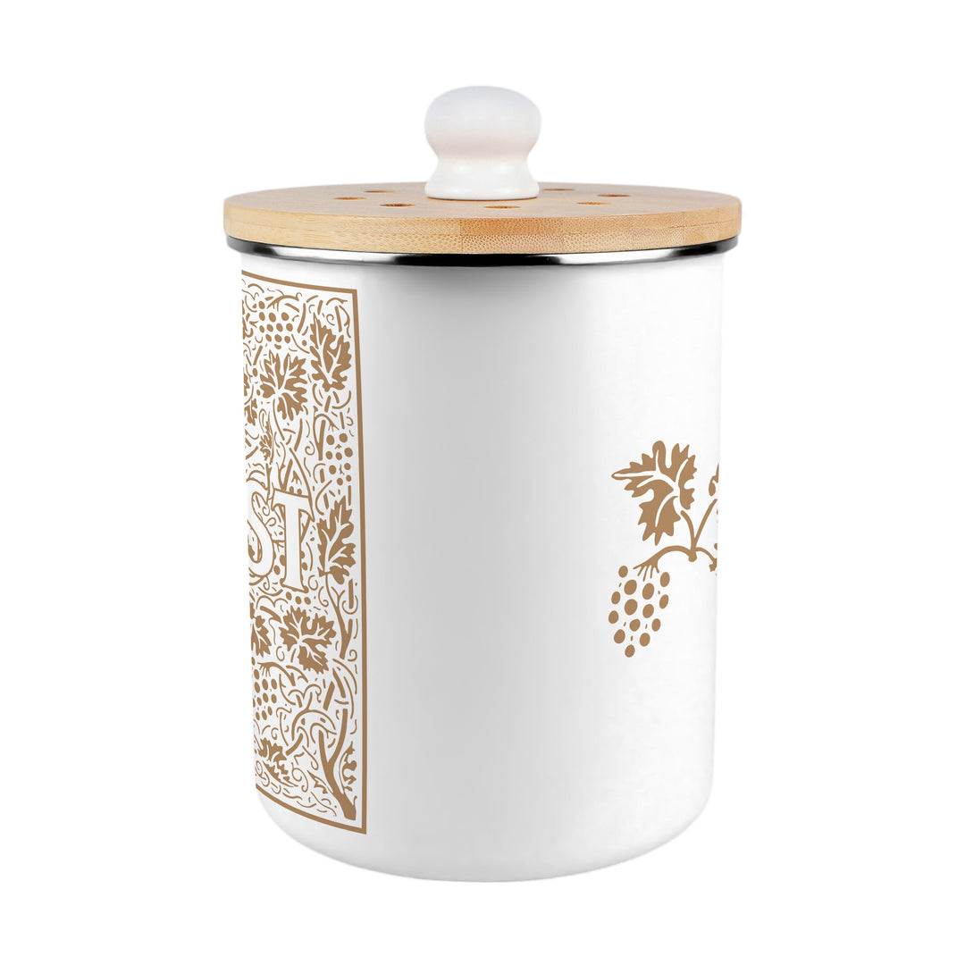 Purely Home Oak Leaves & Berries Toller Compost Caddy - Gold