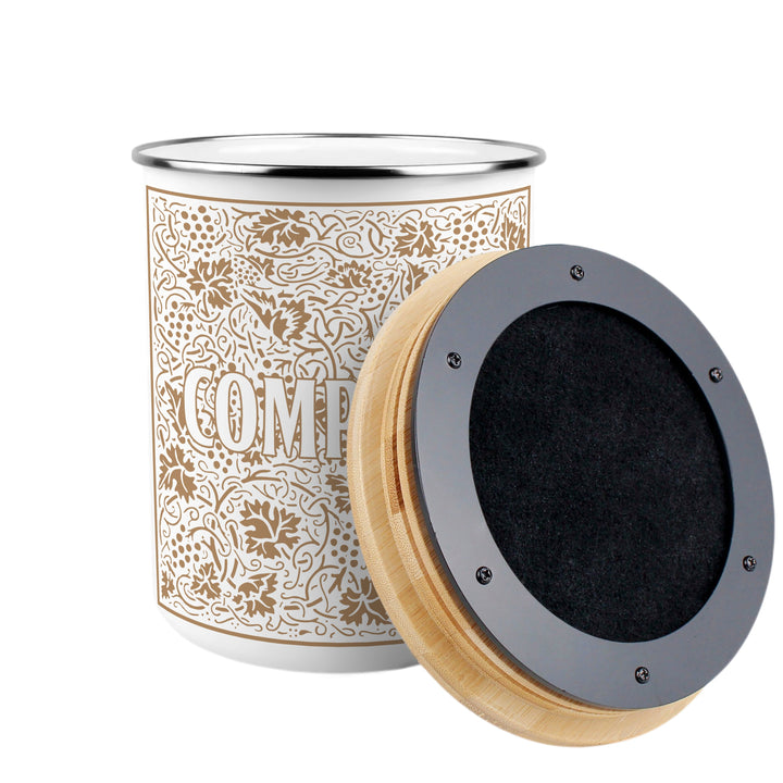 Purely Home Oak Leaves & Berries Toller Compost Caddy - Gold